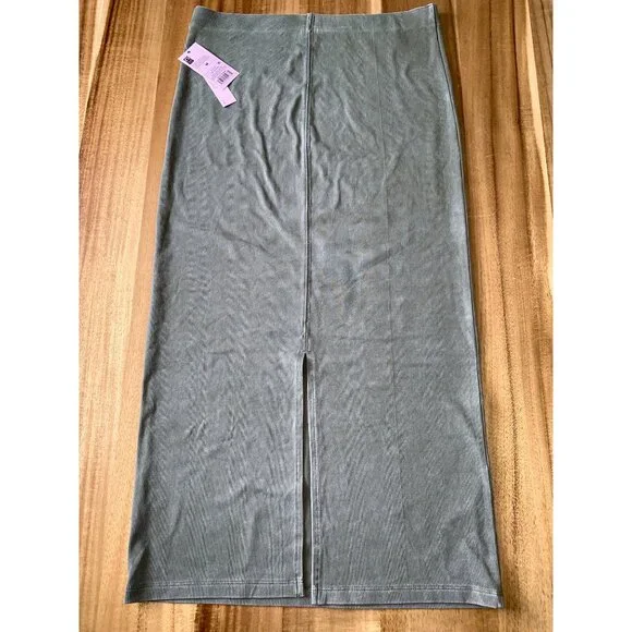 Wild Fable Womens Midi Pencil Skirt Stretchy Light Gray Ribbed Knit Size Medium - Picture 6 of 10